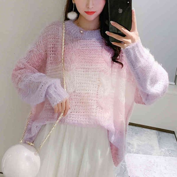 women's knits & tees rainbow gradient color long sleeves loose oversized pullover sweater spring knitted sweaters thin women 1623a m3xq, White
women's knits & tees rainbow gradient color long sleeves loose oversized pullover sweater spring knitted sweaters thin women 1623a m3xq, White