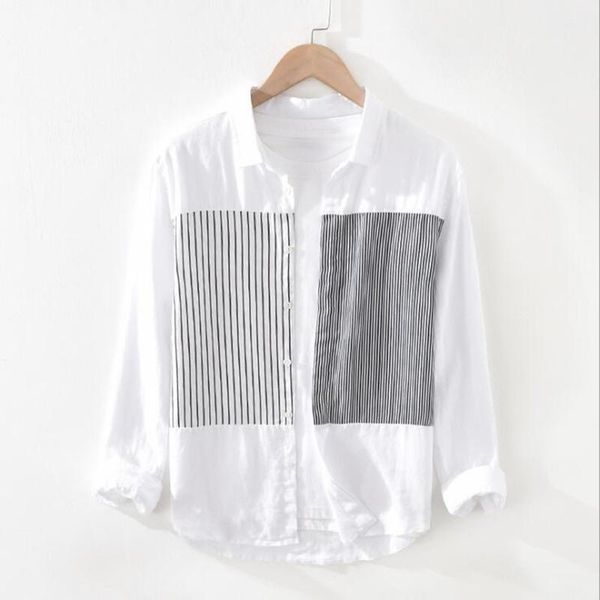 men's casual shirts spring 100% linen long sleeve white striped shirt man's simple clothing chemise homme asian size, White;black
men's casual shirts spring 100% linen long sleeve white striped shirt man's simple clothing chemise homme asian size, White;black
