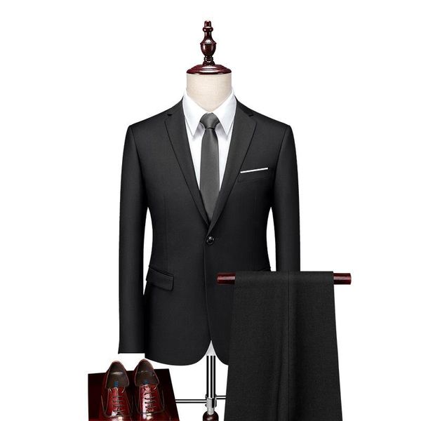 men's suits & blazers suit business professional formal two-piece slim fitting korean man groom's wedding dress, White;black
men's suits & blazers suit business professional formal two-piece slim fitting korean man groom's wedding dress, White;black
