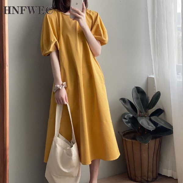 casual dresses summer o neck puff sleeve plus size yellow dress women elegant long robe minimalism straight casaul t239, Black;gray
casual dresses summer o neck puff sleeve plus size yellow dress women elegant long robe minimalism straight casaul t239, Black;gray