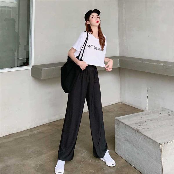 two piece dress summer casual trousers suit women 2 set letter print crop t-shirt + high waist drape loose chiffon mopping pants1 b0f3, White
two piece dress summer casual trousers suit women 2 set letter print crop t-shirt + high waist drape loose chiffon mopping pants1 b0f3, White