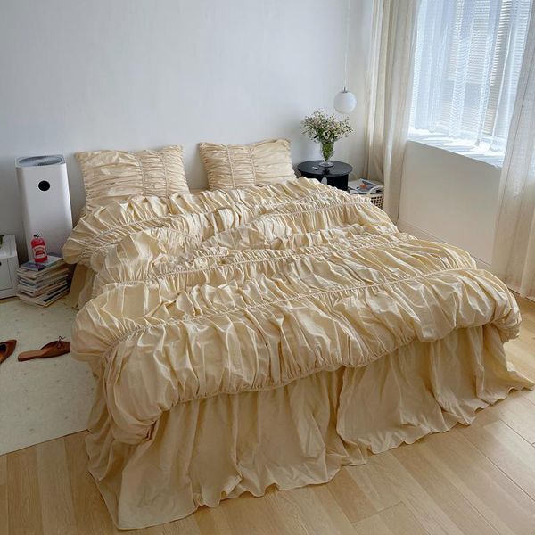 bedding sets korean princess style set with pompom duvet cover size comforter double bed linen
bedding sets korean princess style set with pompom duvet cover size comforter double bed linen