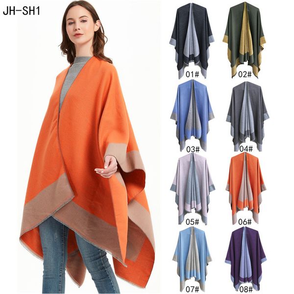 

women wraps pure color slit shawl indoor air conditioner pashmina cloak spring and autumn fashion scarves 8colors wmq1304, Red;brown