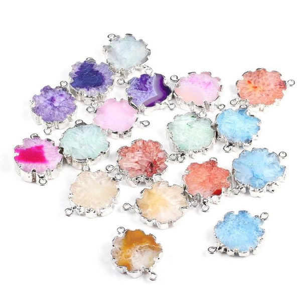 charms flower shaped plated blue agates pendant necklace reiki healing natural stone amulet diy jewelry gift size 25x30mm, Bronze;silver
charms flower shaped plated blue agates pendant necklace reiki healing natural stone amulet diy jewelry gift size 25x30mm, Bronze;silver