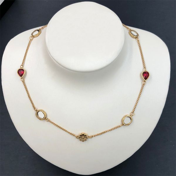 red crystal letter floral chain necklaces with box simple elegant golden jewelry personality seiko lady necklace rhinestone party chains, Silver
red crystal letter floral chain necklaces with box simple elegant golden jewelry personality seiko lady necklace rhinestone party chains, Silver