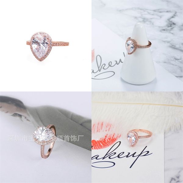 18k rose gold tear drop cz diamond ring with original box for pandora 925 silver wedding rings set engagement jewelry for women 60 m2, Slivery;golden
18k rose gold tear drop cz diamond ring with original box for pandora 925 silver wedding rings set engagement jewelry for women 60 m2, Slivery;golden