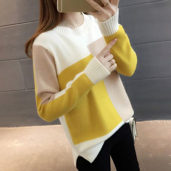 women's sweaters sweater women winter warm knitted pullover loose contrasting colors long sleeve round neck for, White;black
women's sweaters sweater women winter warm knitted pullover loose contrasting colors long sleeve round neck for, White;black