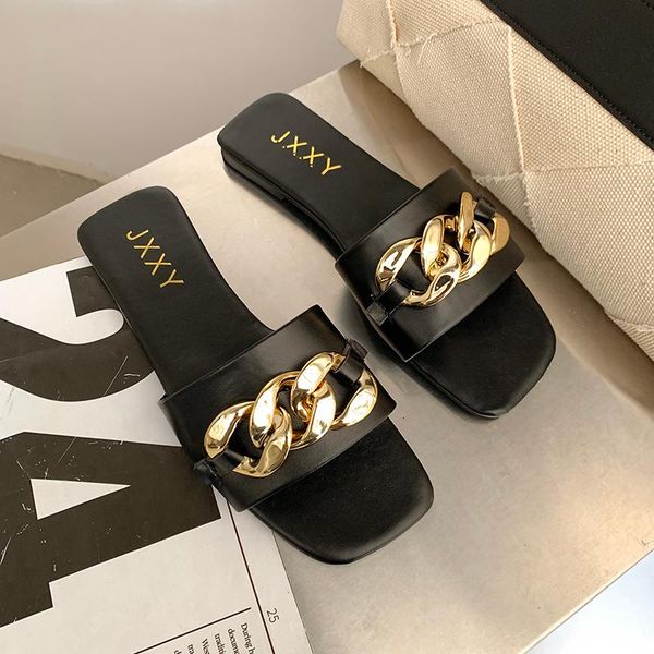 slippers women sandals gold chain square toe shoes for woman causal ladies flats slides female flip flops, Black
slippers women sandals gold chain square toe shoes for woman causal ladies flats slides female flip flops, Black