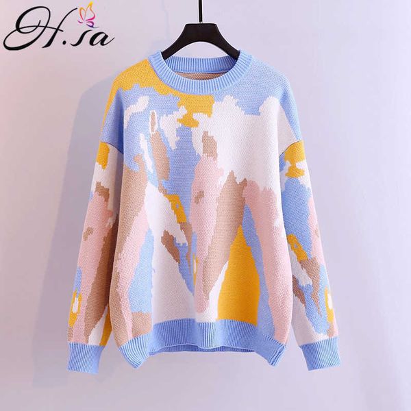 h.sa women sweater pullover oneck long sleeve oversized printed knit jumpers hip hop sweater pullover hipster sweaters winter 210716, White;black
h.sa women sweater pullover oneck long sleeve oversized printed knit jumpers hip hop sweater pullover hipster sweaters winter 210716, White;black