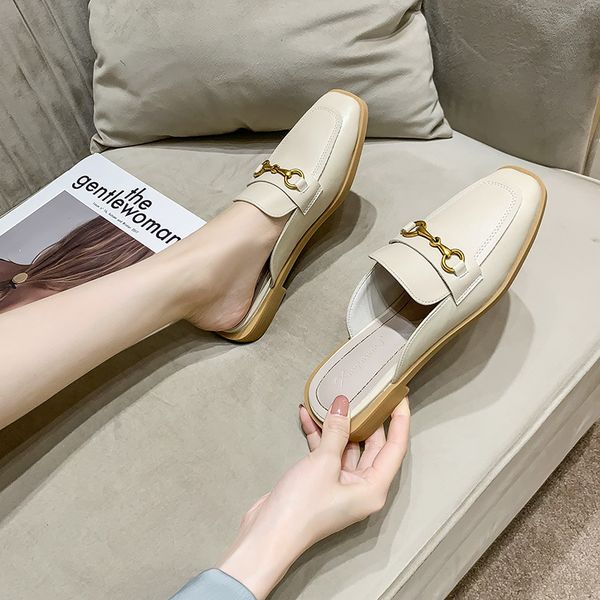 luxury slippers 2021 leather baotou semi slipper's summer flat bottoms versatile square head single wear fashionable lazy muller sho, Black
luxury slippers 2021 leather baotou semi slipper's summer flat bottoms versatile square head single wear fashionable lazy muller sho, Black