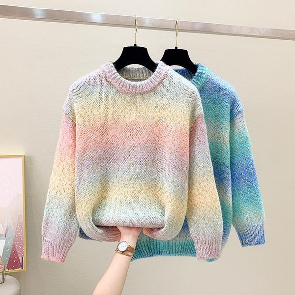 women's sweaters fashion gradient bright silk pullover female long sleeve o-neck knitted sweater 2021 autumn and winter korean women cl, White;black
women's sweaters fashion gradient bright silk pullover female long sleeve o-neck knitted sweater 2021 autumn and winter korean women cl, White;black