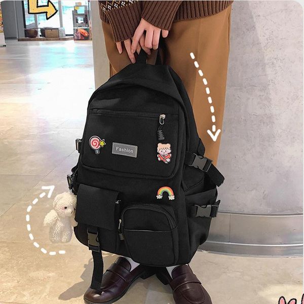 women backpack solid girl school bags for teenage college wind schoolbag student bag black printing
women backpack solid girl school bags for teenage college wind schoolbag student bag black printing