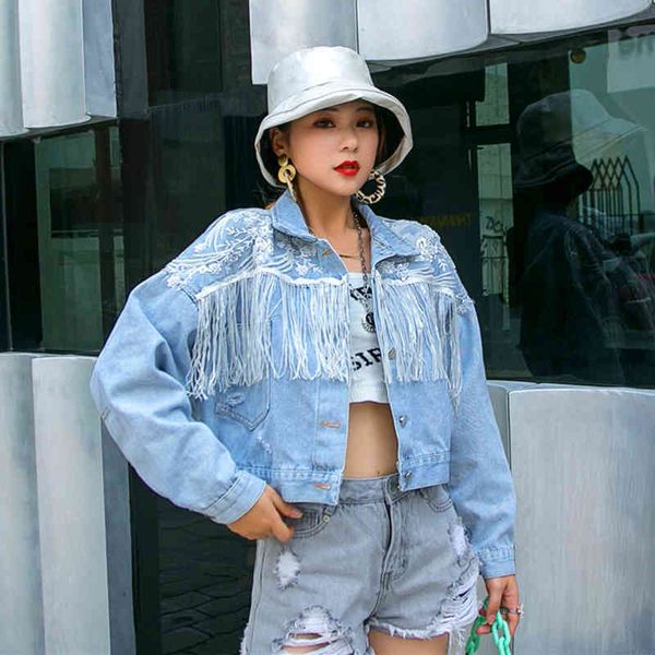 jackets thailand tide brand heavy industry tassel ultra short female loose and handsome bead washed denim jacket, Black;brown
jackets thailand tide brand heavy industry tassel ultra short female loose and handsome bead washed denim jacket, Black;brown