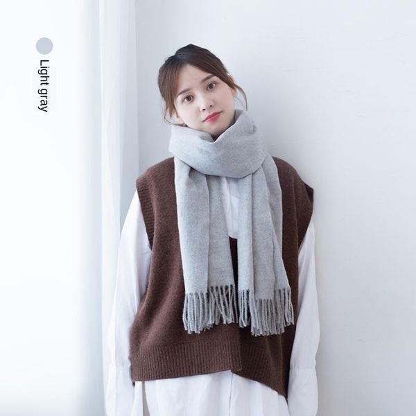 wool scarf female winter korean wild long thick warm autumn and solid color cashmere shawl dual-purpose grey scarves, Blue;gray
wool scarf female winter korean wild long thick warm autumn and solid color cashmere shawl dual-purpose grey scarves, Blue;gray