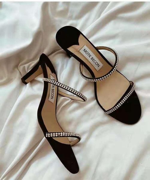 slippers black silver poly urethane rhinestone with high heels womens shoes
