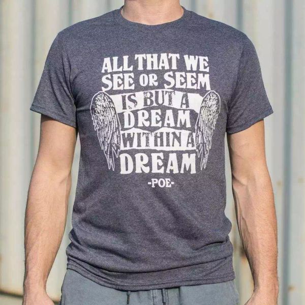 all that we see or seem is but a dream within a dream t-shirt | short sleeve gra, White;black
all that we see or seem is but a dream within a dream t-shirt | short sleeve gra, White;black