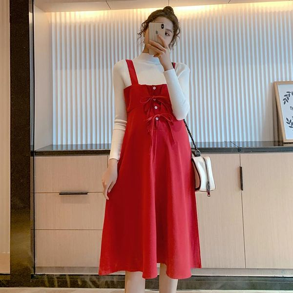 maternity dresses 6690# autumn winter fashion dress sets knitted shirt sling suit clothes for pregnant women chic ins pregnancy, White
maternity dresses 6690# autumn winter fashion dress sets knitted shirt sling suit clothes for pregnant women chic ins pregnancy, White