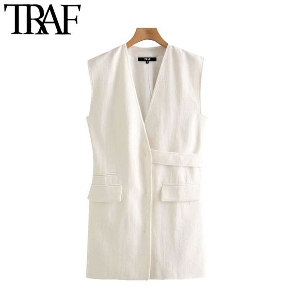 traf women chic fashion with belt loose linen waistcoat vintage v neck sleeveless female vest outerwear chic 210415, Black;white
traf women chic fashion with belt loose linen waistcoat vintage v neck sleeveless female vest outerwear chic 210415, Black;white