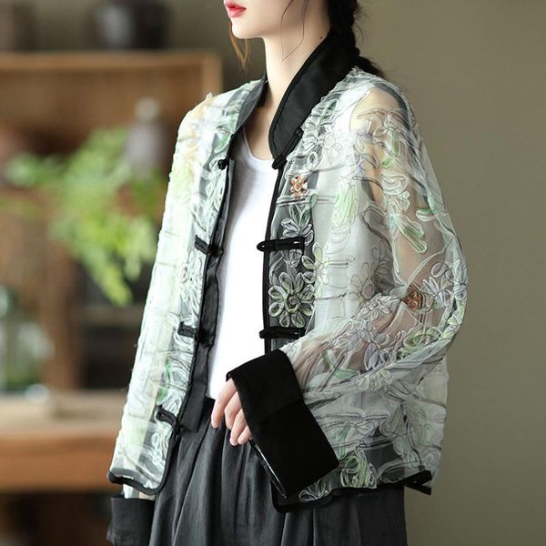 women's jackets ladies retro short coats stand collar long sleeve spring autumn women chinese style casual gauze button loose coat clot, Black;brown
women's jackets ladies retro short coats stand collar long sleeve spring autumn women chinese style casual gauze button loose coat clot, Black;brown