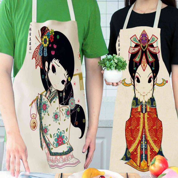 apron cotton linen creative cartoon girl series can be used as advertising gift