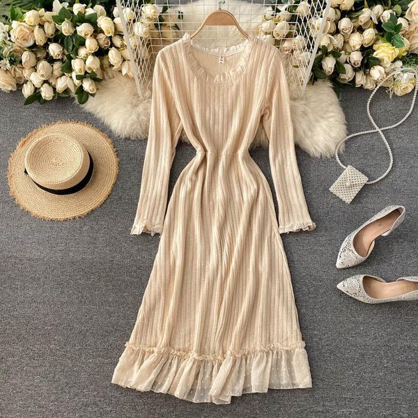 casual dresses singreiny women french solid dress o neck long sleeve a-line chic splice lace ruffles streetwear midi, Black;gray
casual dresses singreiny women french solid dress o neck long sleeve a-line chic splice lace ruffles streetwear midi, Black;gray