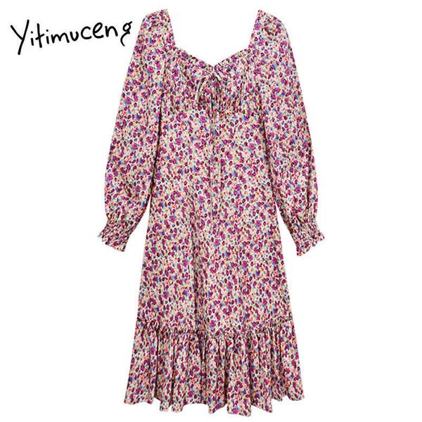 yitimuceng ruffles floral pint vintage mini dresses women puff sleeve a-line square collar spring french fashion dress 210601, Black;gray
yitimuceng ruffles floral pint vintage mini dresses women puff sleeve a-line square collar spring french fashion dress 210601, Black;gray
