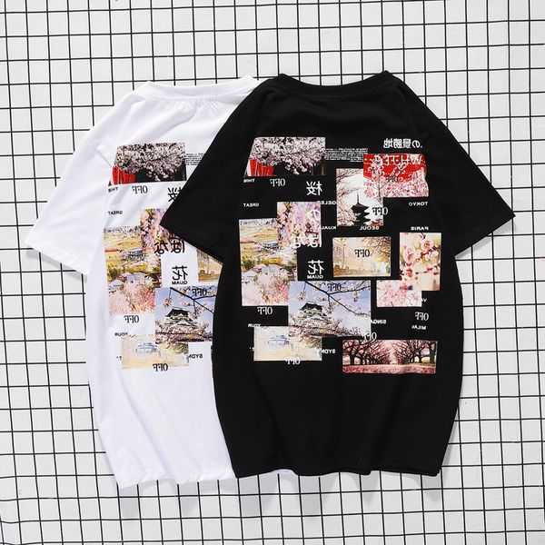 off style white new japanese printed short sleeve t-shirt pullover for young couple half, White;black
off style white new japanese printed short sleeve t-shirt pullover for young couple half, White;black