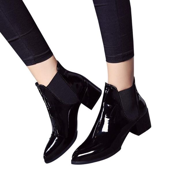 boots 2021 arrival fashion shoes women elasticated patent leather ankle pointed low heel female sexy, Black
boots 2021 arrival fashion shoes women elasticated patent leather ankle pointed low heel female sexy, Black