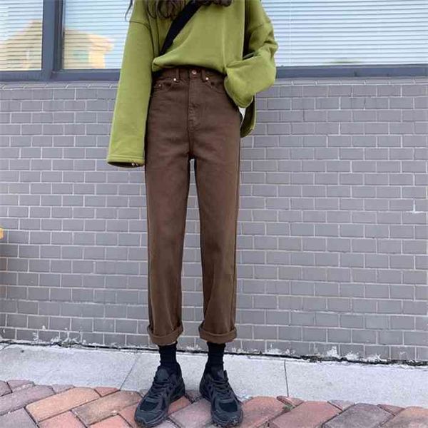 autumn brown straight denim vintage slender office lady jeans women trousers high waist large size pants female kz703, Blue 
autumn brown straight denim vintage slender office lady jeans women trousers high waist large size pants female kz703, Blue