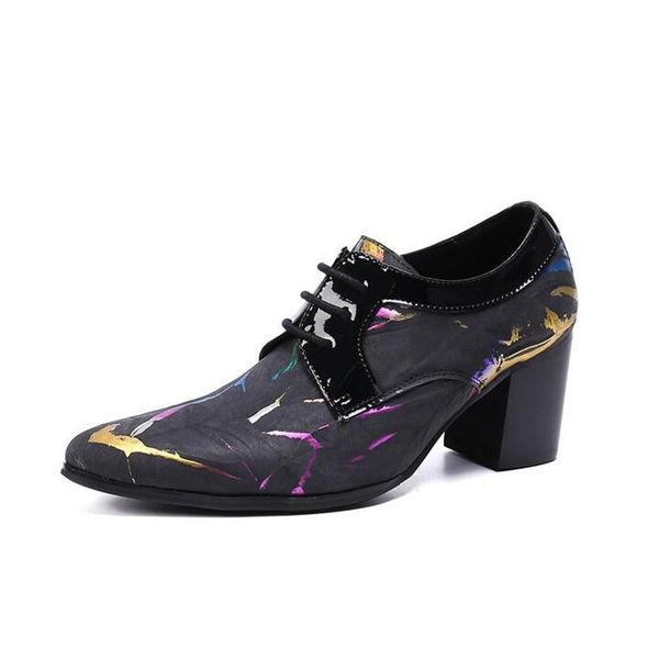 luxury men printing dress wedding shoes genuine leather 6cm high heels party prom fashion pointed toe heighten oxford, Black
luxury men printing dress wedding shoes genuine leather 6cm high heels party prom fashion pointed toe heighten oxford, Black