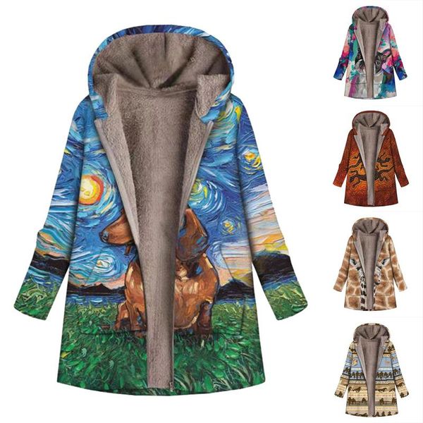 women's jackets women winter female plush coat windbreaker warm outwear floral print hooded pockets vintage oversized coats, Black;brown
women's jackets women winter female plush coat windbreaker warm outwear floral print hooded pockets vintage oversized coats, Black;brown