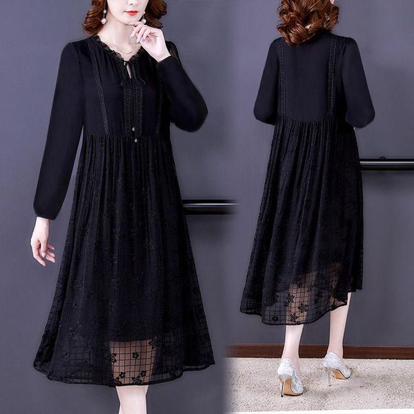 casual dresses large size autumn clothing 2021 women's lace dress lotus leaf collar long sleeve black fashion trend female vestidos m26, Black;gray
casual dresses large size autumn clothing 2021 women's lace dress lotus leaf collar long sleeve black fashion trend female vestidos m26, Black;gray