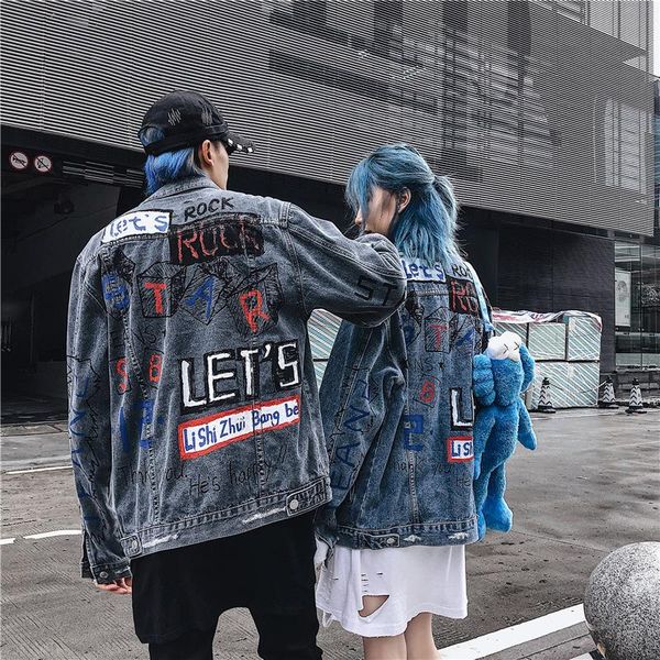 street hipster hip hop letter graffiti men's denim jacket youth individuality autumn cowboys coats light blue washed couple jackets, Black;brown
street hipster hip hop letter graffiti men's denim jacket youth individuality autumn cowboys coats light blue washed couple jackets, Black;brown