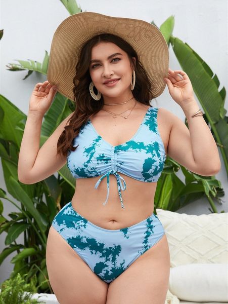 plus tie dye drawstring front bikini swimsuit 882u#, Black
plus tie dye drawstring front bikini swimsuit 882u#, Black