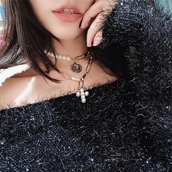 pendant necklaces layered choker necklace pearl cross coin neckalce gold disc charm for women and girls, Silver
pendant necklaces layered choker necklace pearl cross coin neckalce gold disc charm for women and girls, Silver