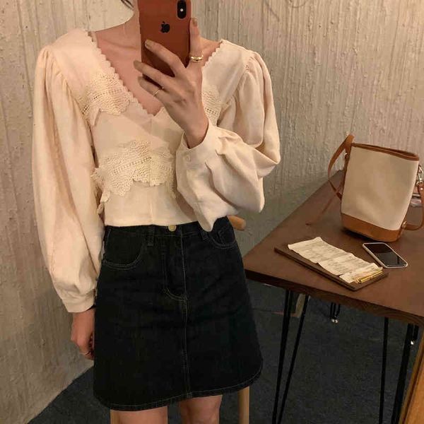 dress korea shirt lace v-neck sweet loose solid fashion sleeve casual women all match female short, White
dress korea shirt lace v-neck sweet loose solid fashion sleeve casual women all match female short, White