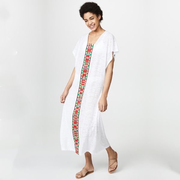 white long beach kaftan embroidey cover up sarong robe de plage bathing suit pareo swim #q779 210420, White;black
white long beach kaftan embroidey cover up sarong robe de plage bathing suit pareo swim #q779 210420, White;black