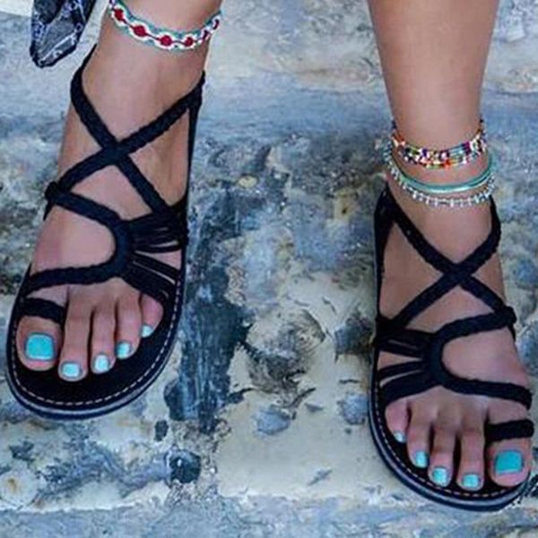 european and american style large size flat soled women sandals 2021 summer roman peep toe sandalia feminina shoes, Black
european and american style large size flat soled women sandals 2021 summer roman peep toe sandalia feminina shoes, Black