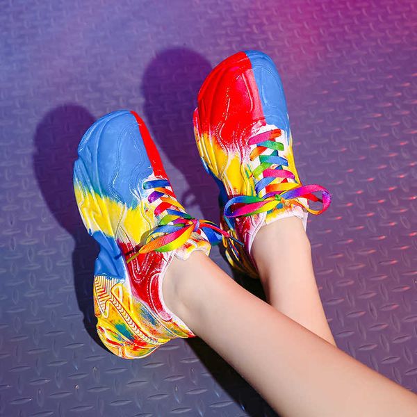 2021 women vulcanize shoes colorful chunky sneakers women height platform breathable sports walking girls fashion casual shoes y0907, Black
2021 women vulcanize shoes colorful chunky sneakers women height platform breathable sports walking girls fashion casual shoes y0907, Black