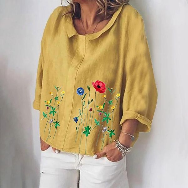 women's blouses & shirts casual long sleeve blouse turn-down collar o-neck flower printing womens and summer loose, White
women's blouses & shirts casual long sleeve blouse turn-down collar o-neck flower printing womens and summer loose, White