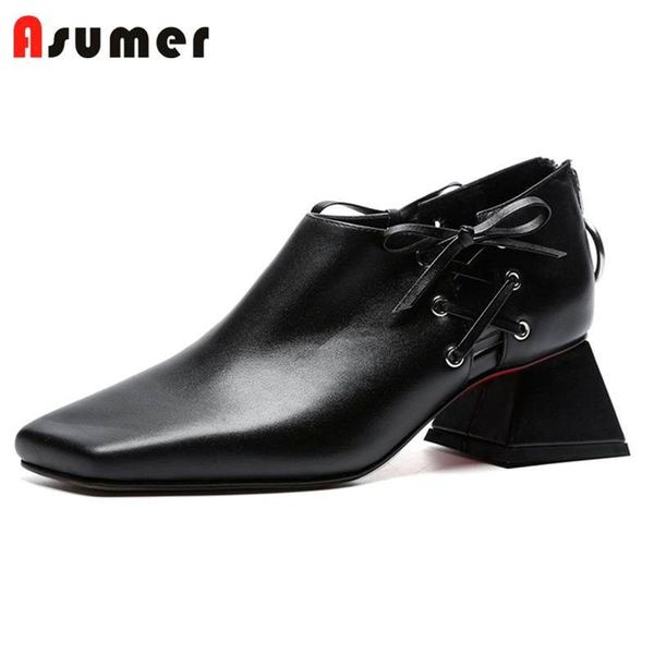 dress shoes asumer 2021 fashion square toe cross tied genuine leather pumps women zipper thick high heels summer ladies shoe, Black
dress shoes asumer 2021 fashion square toe cross tied genuine leather pumps women zipper thick high heels summer ladies shoe, Black