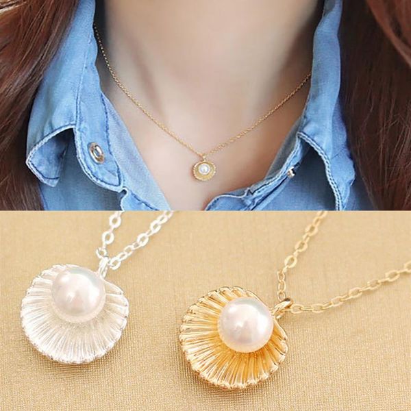 pendant necklaces korean version simple shell pearl necklace exquisite elegant clavicle chain for women prom wedding party 21712, Silver
pendant necklaces korean version simple shell pearl necklace exquisite elegant clavicle chain for women prom wedding party 21712, Silver