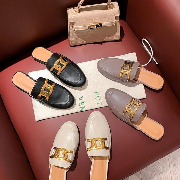 sandals half slippers women's outer wear flat mules custom all-match metal buckle leather lazy shoes and, Black
sandals half slippers women's outer wear flat mules custom all-match metal buckle leather lazy shoes and, Black