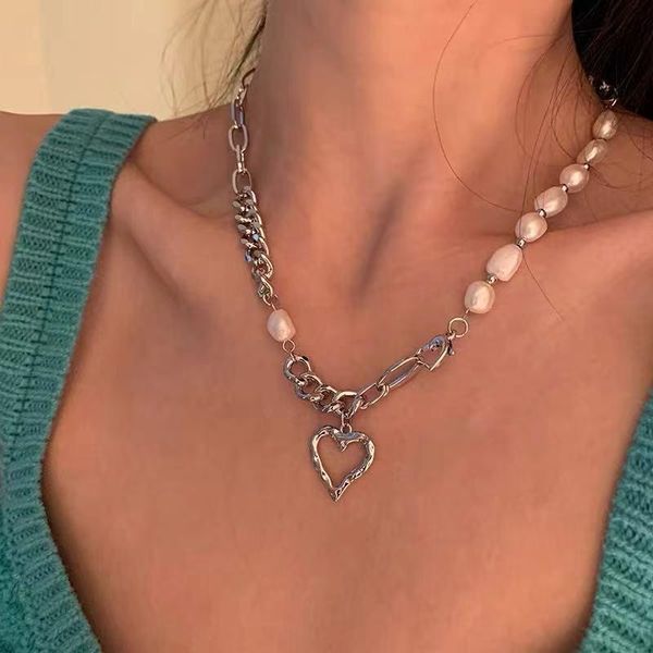 pendant necklaces trendy love heart necklace pearl link chain personality women girls jewelry, Silver
pendant necklaces trendy love heart necklace pearl link chain personality women girls jewelry, Silver
