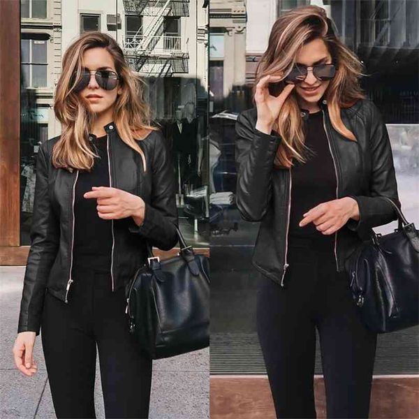 autumn jacket women coat pu leather fashion short thin female outwear 210818, Black;brown
autumn jacket women coat pu leather fashion short thin female outwear 210818, Black;brown