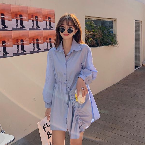 casual dresses autumn arrival shirt dress chic pleated irregular single breasted office lady vestidos korean fashion wear, Black;gray
casual dresses autumn arrival shirt dress chic pleated irregular single breasted office lady vestidos korean fashion wear, Black;gray