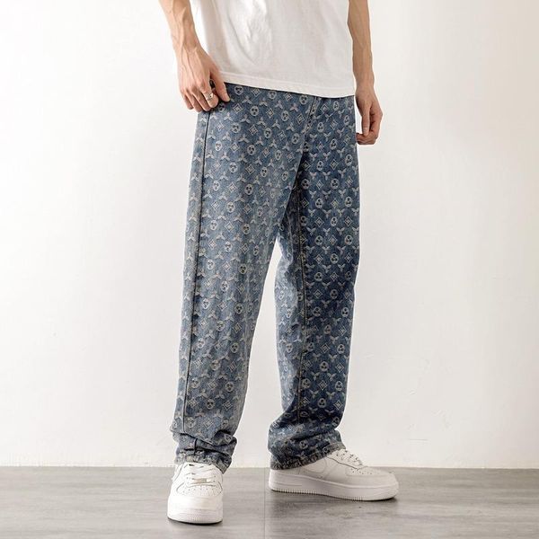 men's jeans american retro jacquard men autum summer thin street ruffian handsome loose leg pants straight tube drop feeling mop, Blue
men's jeans american retro jacquard men autum summer thin street ruffian handsome loose leg pants straight tube drop feeling mop, Blue