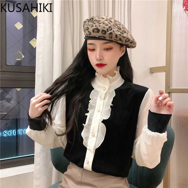 korean hit color patchwork women blouse ruffle stand neck long sleeve shirt spring blusas feminimos 6e677 210603, White
korean hit color patchwork women blouse ruffle stand neck long sleeve shirt spring blusas feminimos 6e677 210603, White