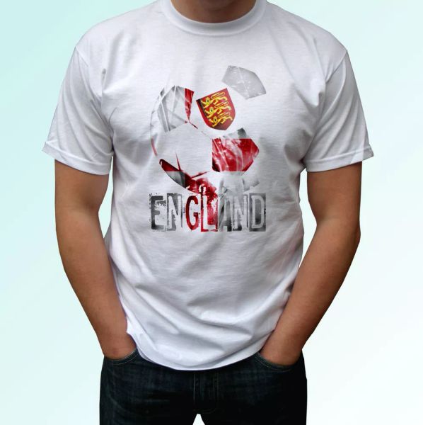 England football flag white t shirt design soccer world cup top tee all sizes, White;black