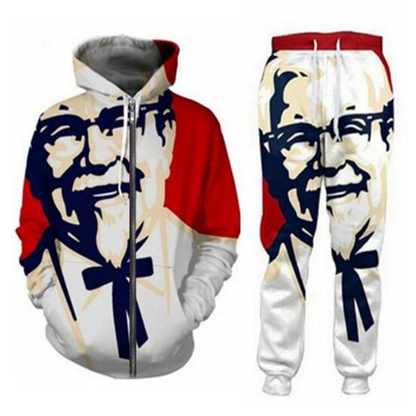 2021 new fashion men/women kfc colonel zipper hoodie and pants two-piece fun 3d overall printed tracksuits, Gray
2021 new fashion men/women kfc colonel zipper hoodie and pants two-piece fun 3d overall printed tracksuits, Gray